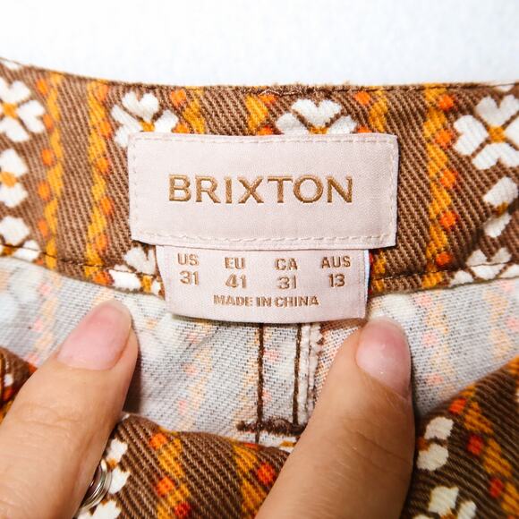 Brixton Providence Wide Leg Pant 70s Orange Brown Retro Boho Earthy Aesthetic 31 - Picture 3 of 5